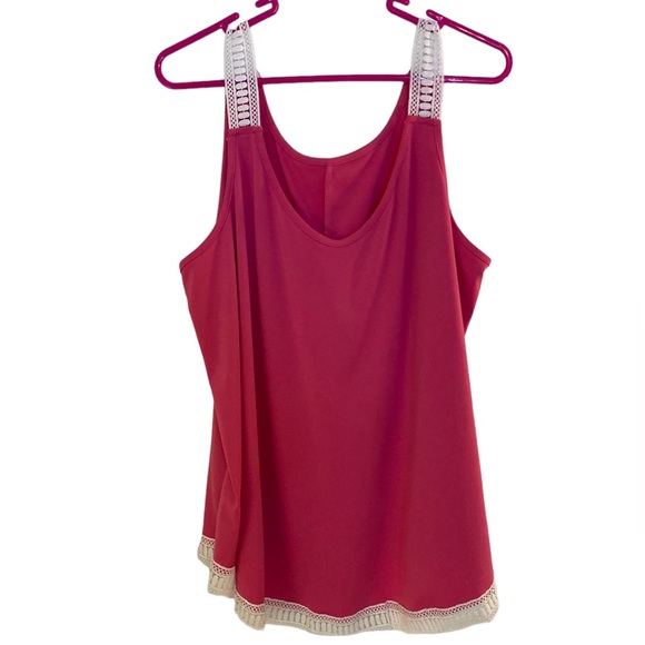 Shein Magenta Pink Tank Top With White Embroidered Detail On The Straps. - Picture 2 of 9